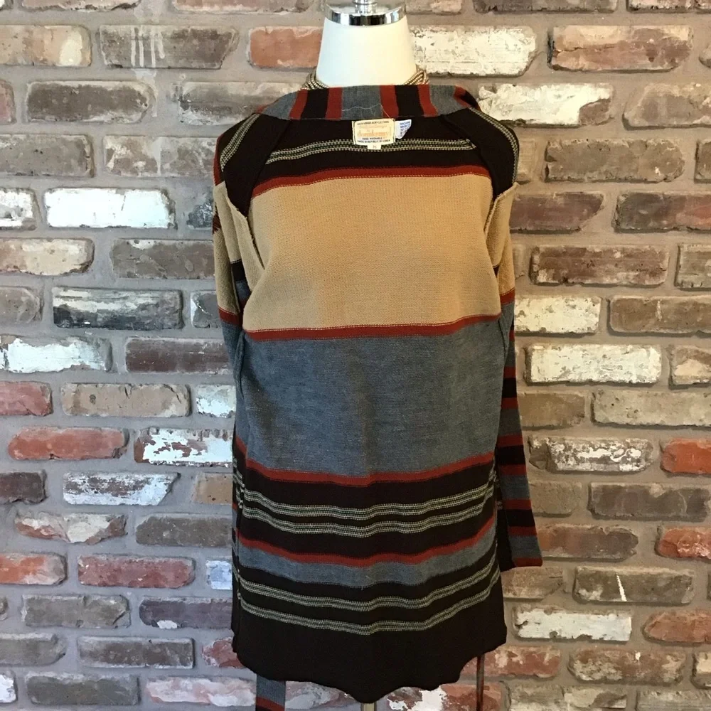 DONNKENNY Women's VINTAGE 60's 70's Belted Western Motif Cardigan Sweater M - Picture 6 of 7